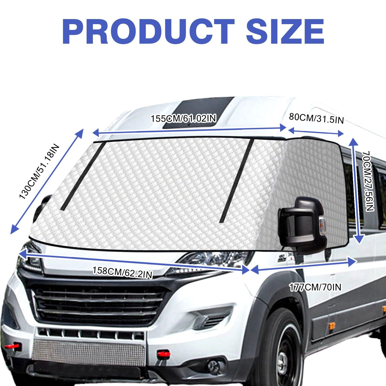 Funda para parabrisas de autocaravana con doble cremallera para Fiat Ducato, Peugeot Boxer, Citroen Relay X250/290, cubierta magnética de aluminio impermeable con aislamiento térmico, resistente