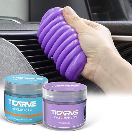 Amazon Ticarve カージェルクリーナー 車内用クリーニングジェル 隙間 汚れ ホコリ取り 自動車内エアコンクリーナー スライム クリーニングパテ 自動車通風口 汚れ ダッシュボード インテリア 粘着クリーニングキット 全車種適合160g 2缶 青紫色 車 バイク 車 バイク