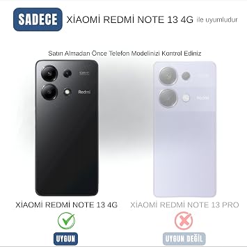 Ehr. Xiaomi Redmi Note 13 4G ile Uyumlu Lansman Kılıf, İçi Kadife Silikon, Kamera Çıkıntılı Koruyucu, Leke Tutmaz ve Darbe Emici Şık Kapak (Siyah, Xiaomi Redmi Note 13 4G)