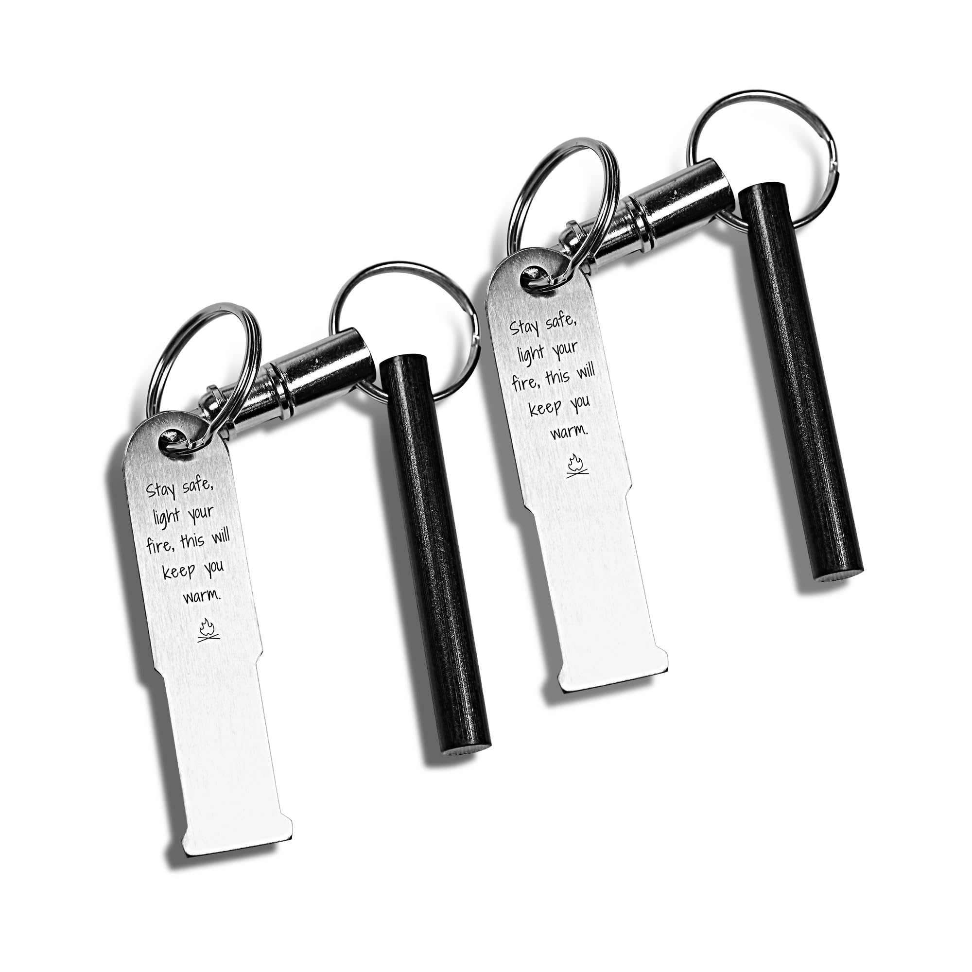 KF525 Stay Safe Keychain Fire Starter with 2.5 Inch Long Ferro Rod and Striker for Camping Emergency (Pack of 2)