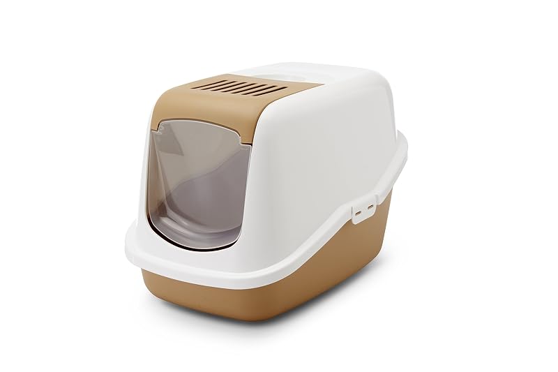 Caixa de areia para gatos Savic Nestor Retro com filtro de carvão ativado, Brown, Small