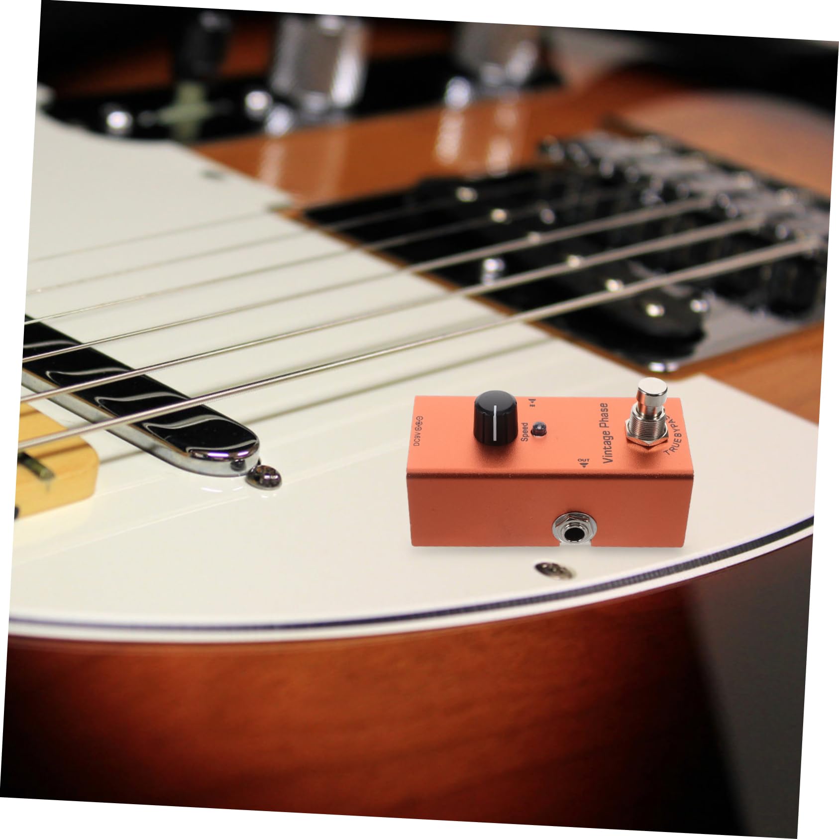 Pedale Effetti Fase Retro Mini per Chitarra Elettrica Arancia | Metallo, Luci Indicatore Chiare, Tecnologia Riduzione Rumore, Uso Portatile per Registrazione