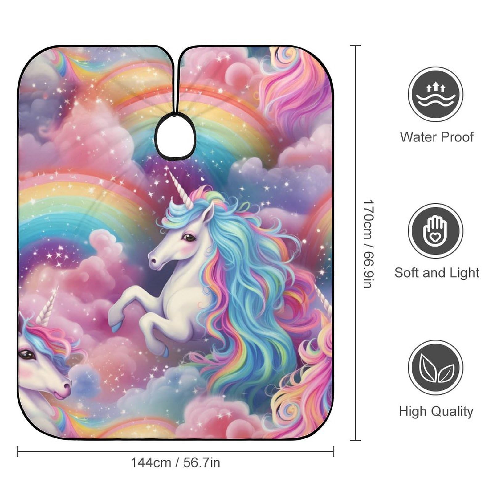 Unicorn Rainbow Hair Cutting Cape for Men Women Waterproof Barber Cape Adjustable Salon Haircut Capes