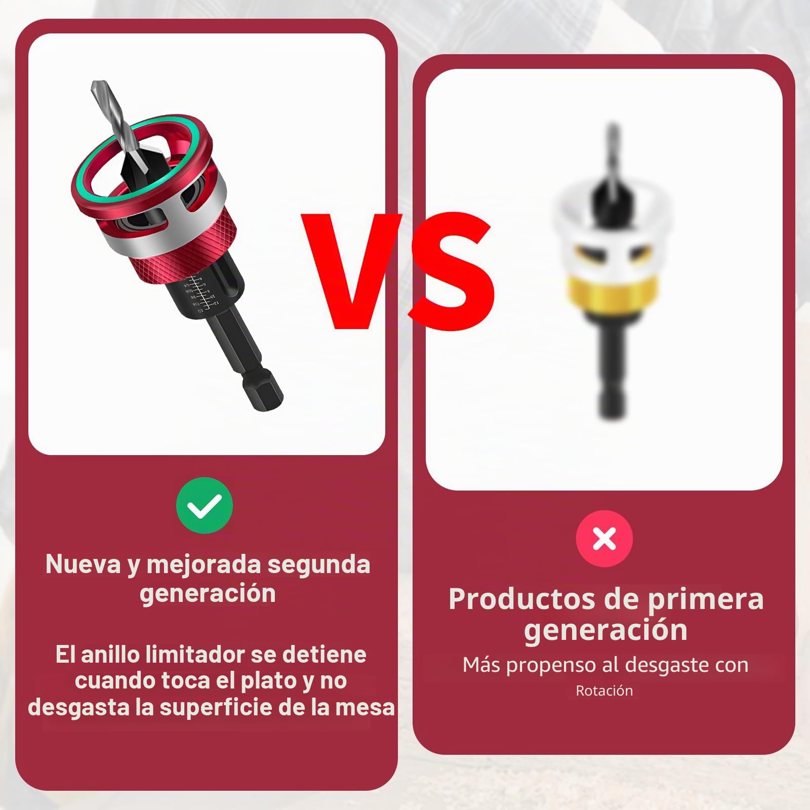 Broca Avellanadora Madera Taladro Avellanador con Tope de Profundidad, Diámetro de 2,8, 3,2, 3,5, 4 mm, Orificios Precisos, Para Procesamiento de Madera, Perforación