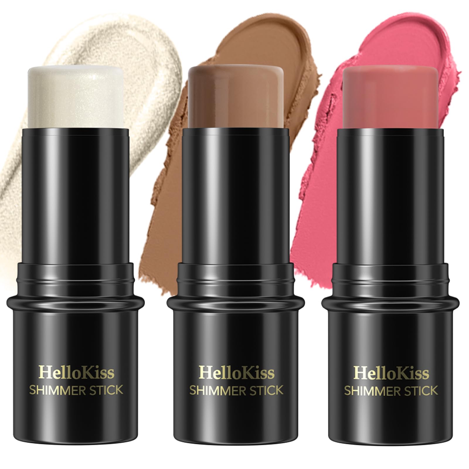 3 Pcs Cream Contour Stick Makeup Kit, Shades with Highlighter Stick, Blush Stick and Bronzer Contour Stick for Sculpt the Cheeks, Waterproof (