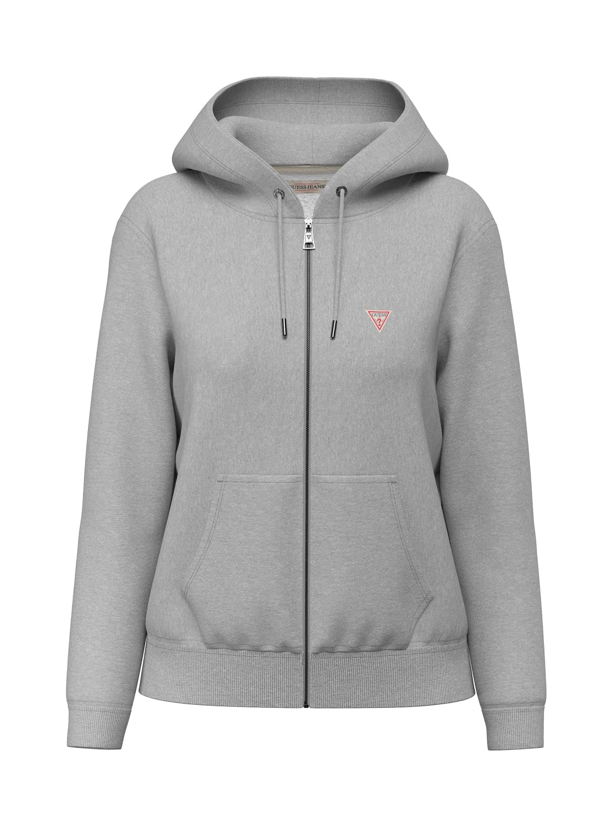 Guess Women's Gris Hooded Jacket With Mini Triangle For