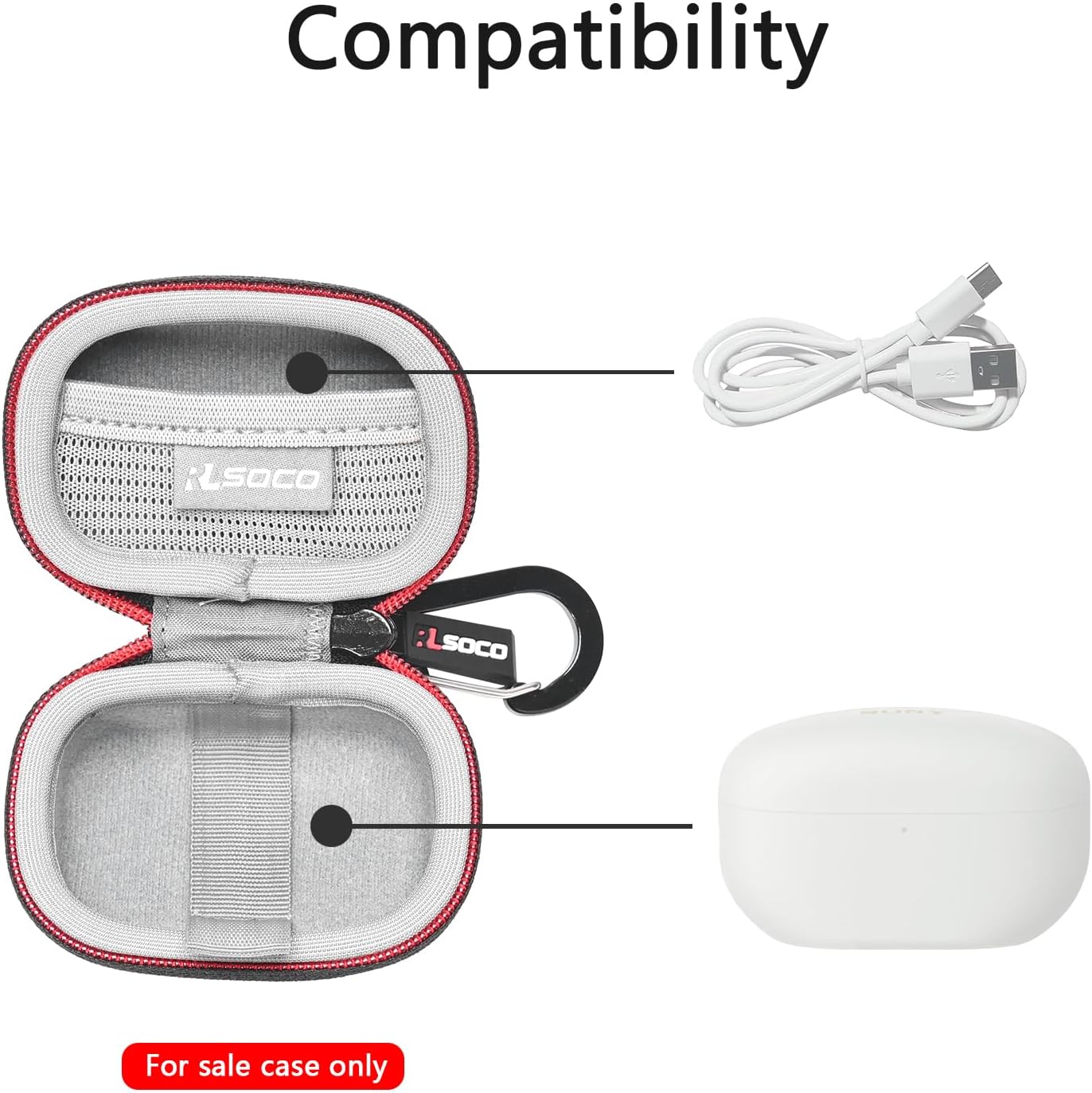 RLSOCO Hard Case for Sony WF-1000XM5 The Best Truly Wireless Noise Cancelling Earbuds (Black) - Image 4