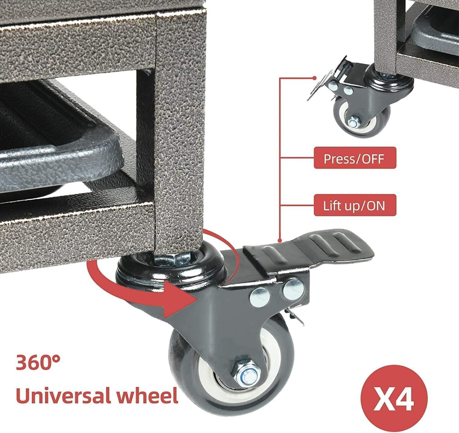 44'' Indestructible Heavy Duty Dog Crate, Escape-Proof Kennel with Pointed Roof for High Anxiety Large Medium Dogs, Steel Chewproof Sound Proof Impact Cage Indoor with Wheels and Trays, XL/XXL