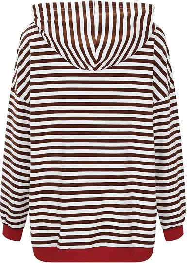 FAIABLE Damen Kapuzenpullover Mit Reißverschluss – Gestreift, übergroß, Vintage-Style, Aus Baumwolle FAIABLE Damen Kapuzenpullover Mit Reißverschluss – Gestreift, übergroß, Vintage-Style, Aus Baumwolle