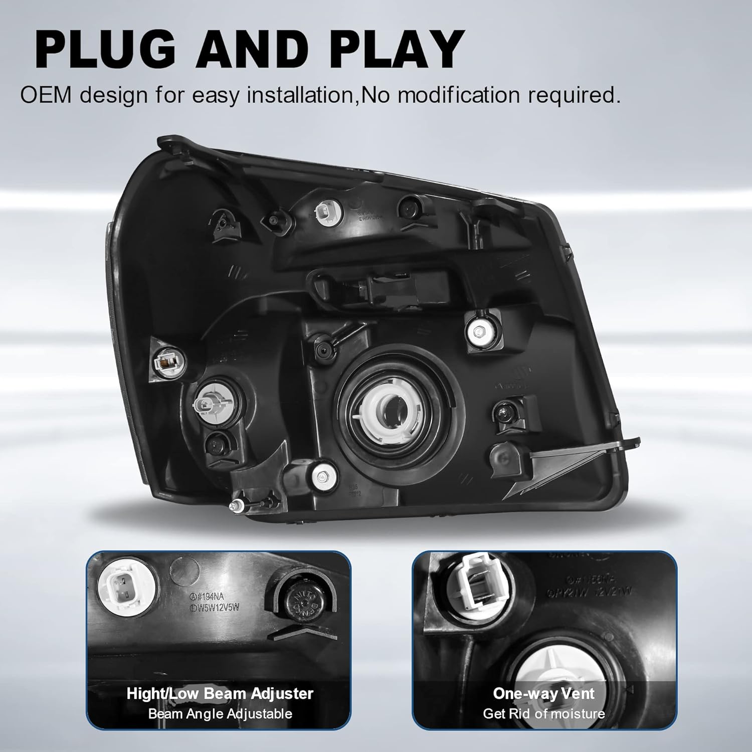 MOSTPLUS Headlight Assembly Compatible with 2005-2009 Chevy Equinox Front Lamp with Black Housing/Clear Lens/Amber Reflector