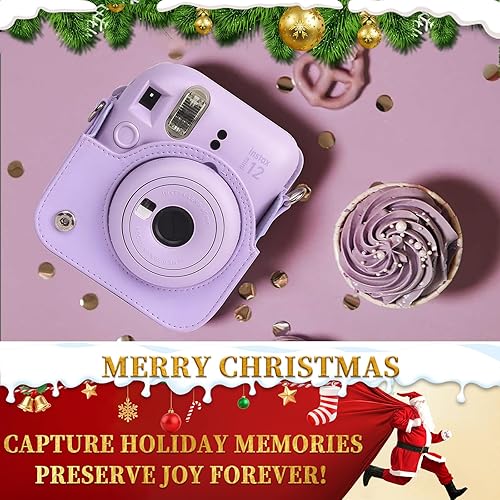Miniatura 2 de CAIYOULE Funda para cámara Instax Mini 12, piel sintética, especializada para Fujifilm Instax mini 12, diseño de agujero preciso, ajuste perfecto y