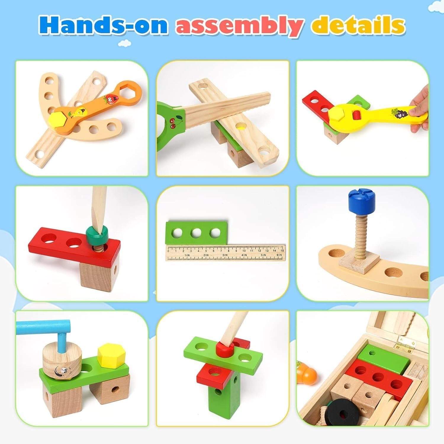 Wudly Construction Toys for Kids - 35-Piece Tool Kit for Kids with Toy Box, Realistic Tools, Educational Playset, Safe Durable Materials, for Boys and Girls Ages 3 and Up - Image 3 thumbnail