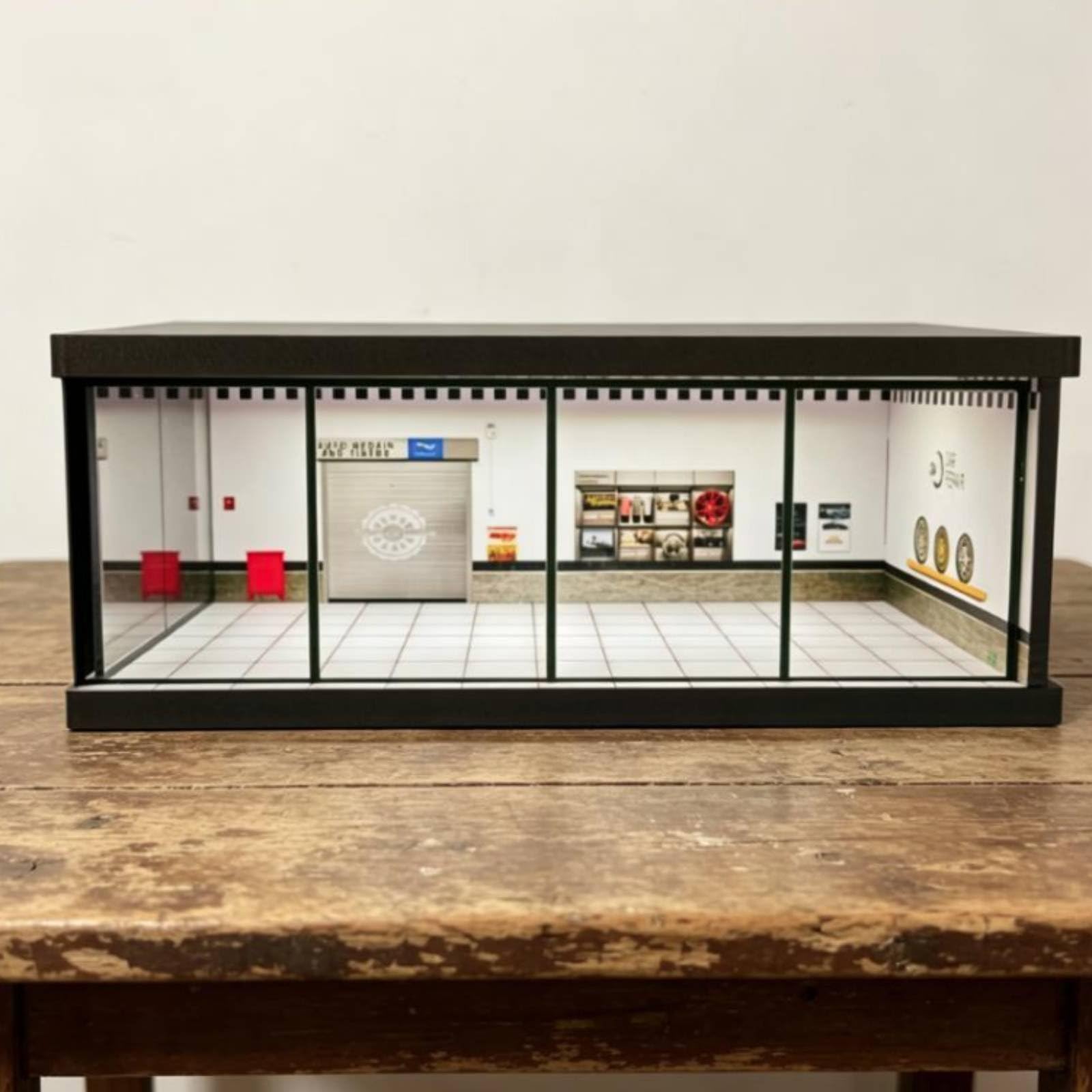Vetrina Esposizione Modellini Auto Carrozzeria Miniatura Garage Realistico Protezione Polvere PVC per Collezione Scrivania Camera Ufficio , style to 1