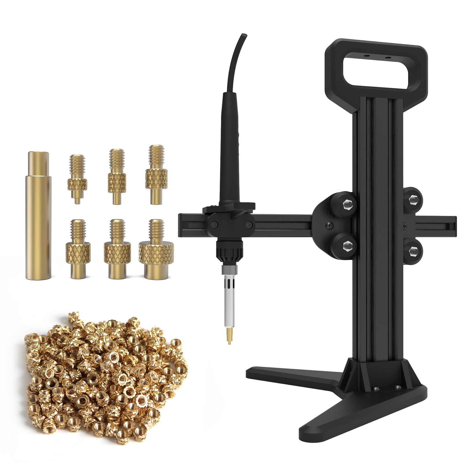 Imdinnogo 3D Printer Accessories - Heat Set Insert Pressing Machine for 3D Printing Project: with M2 M3 M4 M5 M6 M8 Brass Iron Tips M3xH4 M3xH6