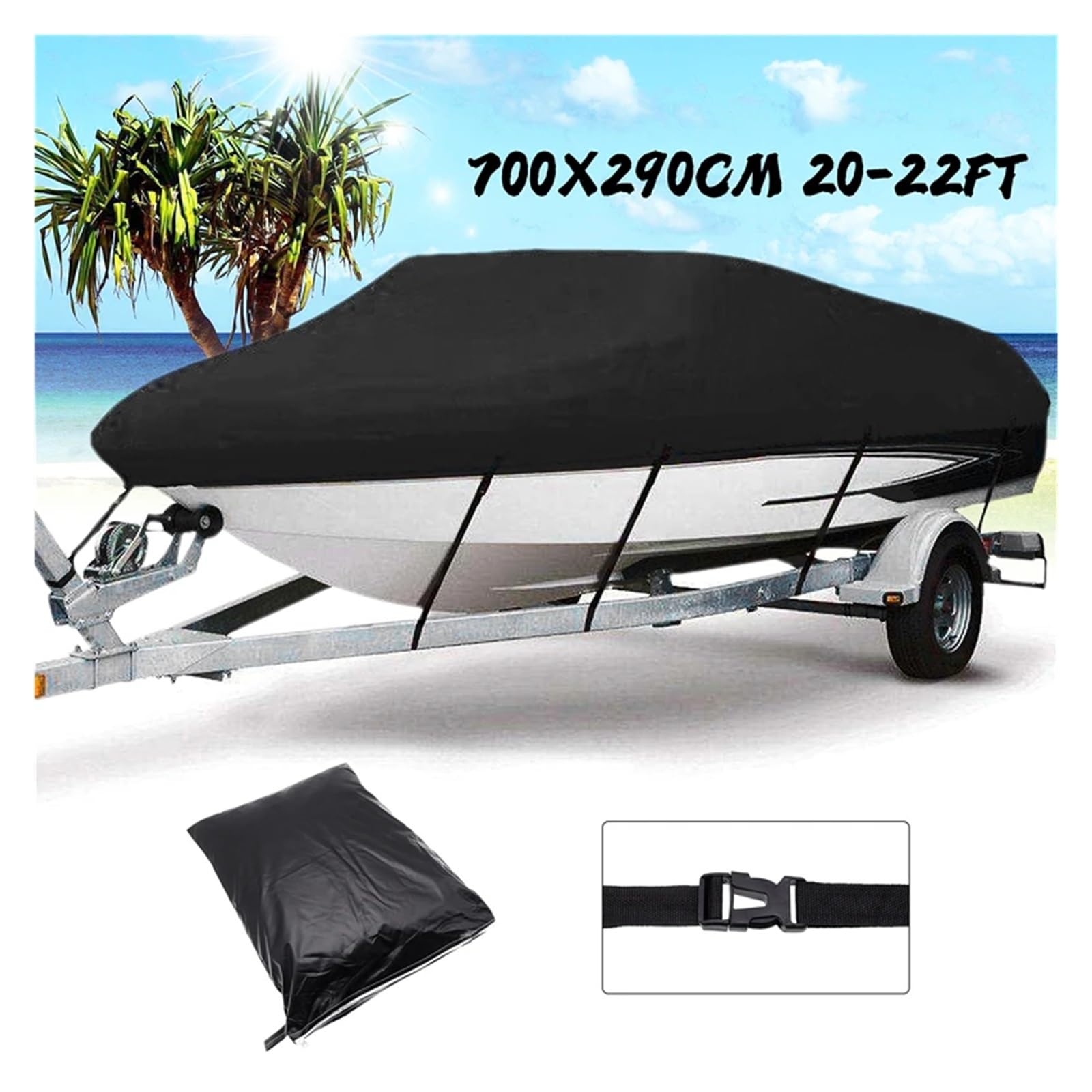 Telo copri barca Telo Copribarca for Yacht Telo Copribarca da 11-22FT Anti-UV Impermeabile Resistente 210D Marine Rimorchiabile Accessori for Barche in Tela(20-22Ft (700X290cm))