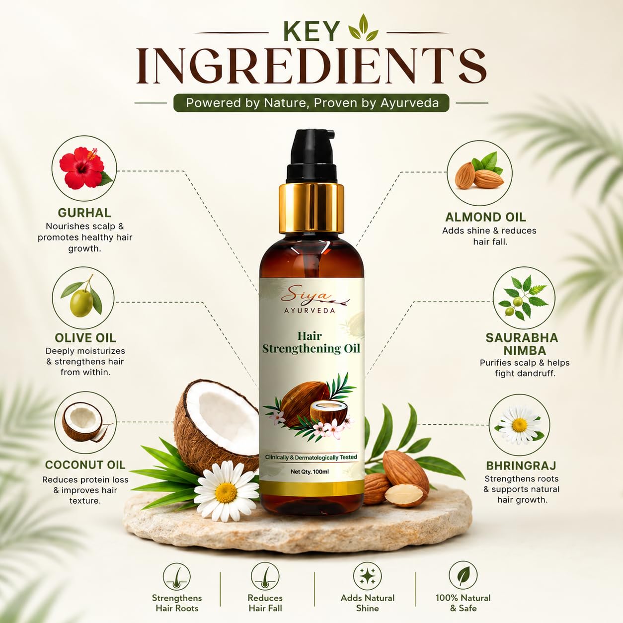Siya Ayurveda Hair Strengthening Oil, 100ml 1