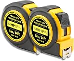 Mesure de la bande de charge lourde - 1 De pouce large - Ruban de mesure en acier inoxydable - Ruban de mesure rétractable - Mesure de bande impériale et métrique avec clip de ceinture métallique (2PACK(33FT))