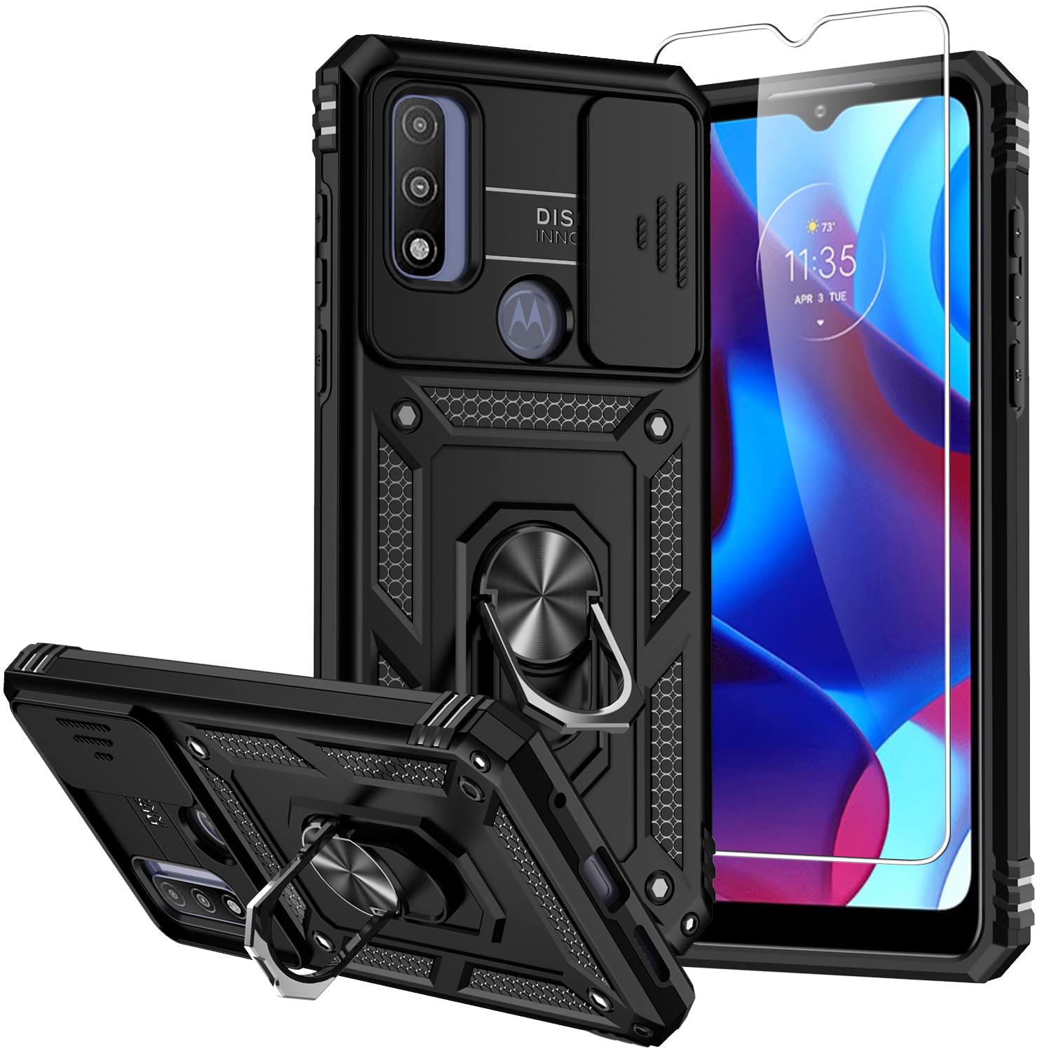 SMKY for Moto G Play 2023 Case,Moto G Pure Case,with Screen Protectors and Camera Cover,[Military Grade] 16ft.Drop Tested Cover with Magnetic