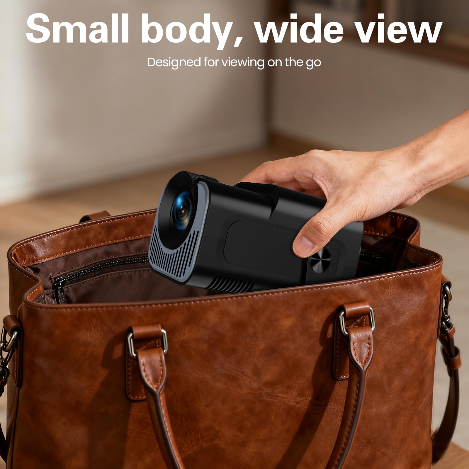[App intégrée] Vidéoprojecteur 4K 1080P, Mini Projecteur Portable WiFi 6 BT 5.4, Projecteur Full HD 1080P Compatible Con HDMI/TV Stick/Ordinateur Portable, Noir