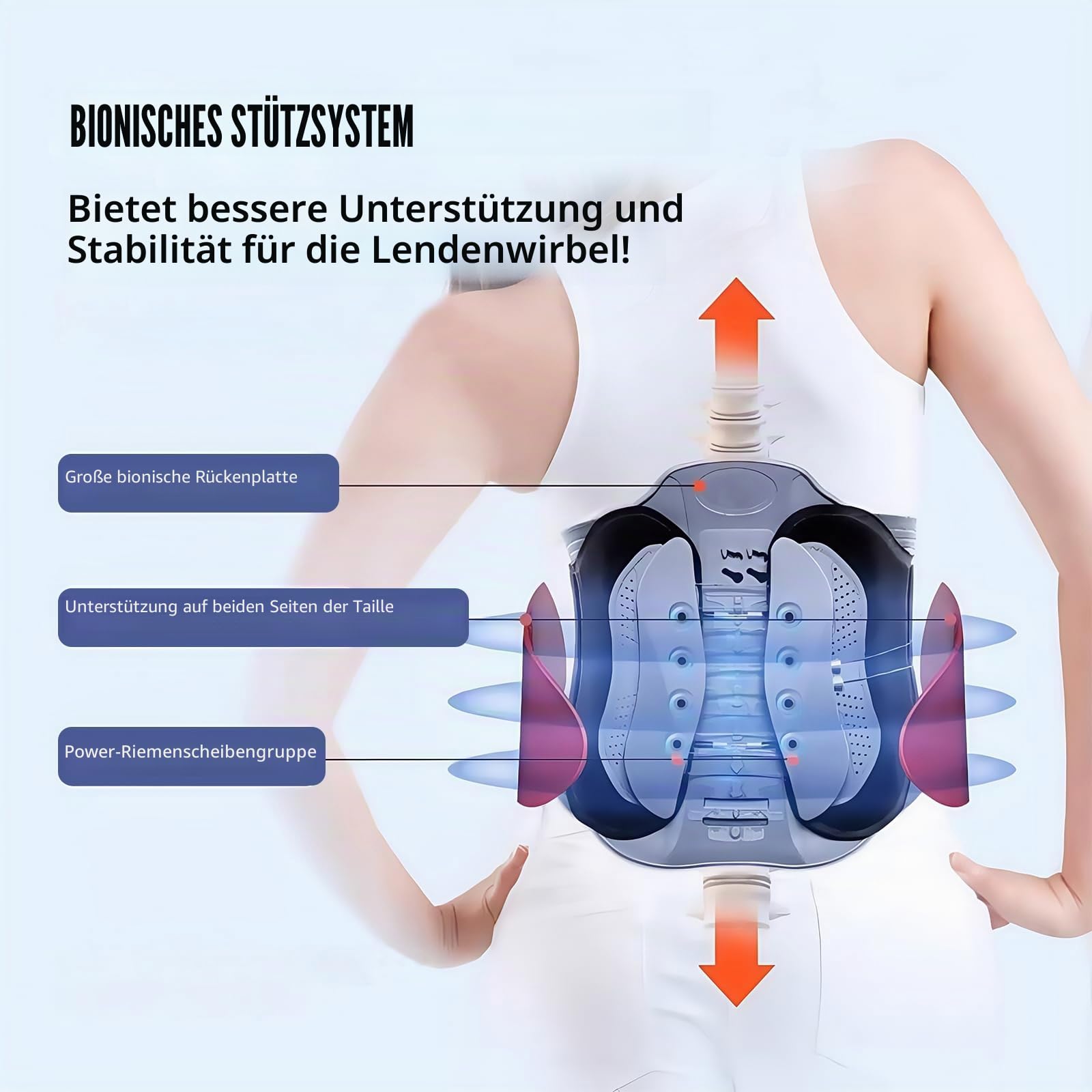 Rückenstützgürtel, verstellbare Lendenwirbelstütze für den unteren Rücken mit abnehmbarem Lendenkissen zur Entlastung der Lendenwirbelsäule (L/XL)