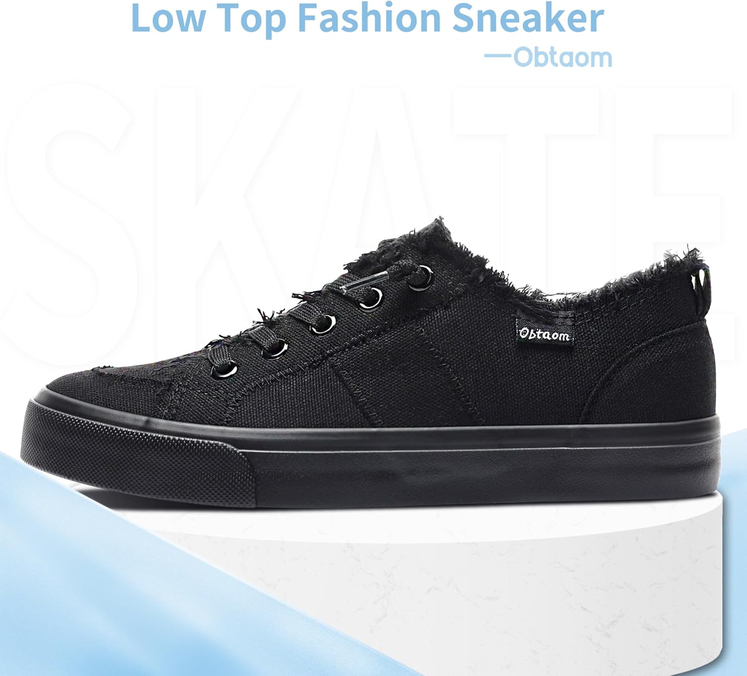 Obtaom Women's Play Fashion Sneaker White Color Washed and Leopard Canvas Slip on Shoes - Image 3