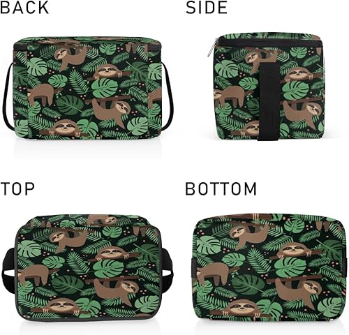 Miniatura 4 de Sloths - Bolsa de almuerzo con aislamiento de hojas para mujer, reutilizable, bolsa cuadrada de comida para adultos y hombres, lonchera más fresca