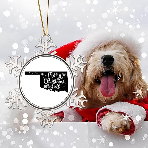 Miniatura 19 de South Dakota Xmas Tree Ornaments American State USA States Metal Snowflake Christmas Tree Hanging Ornament Merry Christmas Y’All Christmas South