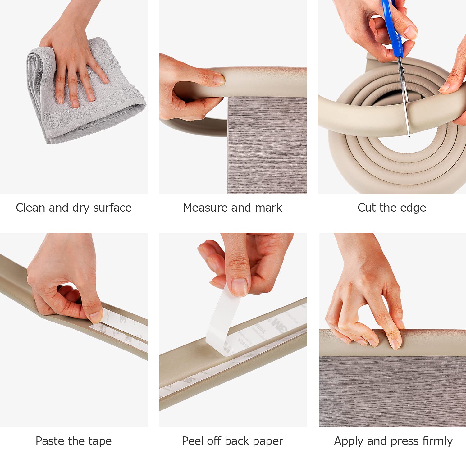 Winthome Baby Proofing Edge and Corner Guards, 8 Rubber Proofing Corner Protector, 4 Meters Furniture Edge Bumper Guard (6M Tapes Incl.), Baby Corner Edge Protector for Walls Furniture (Brown)