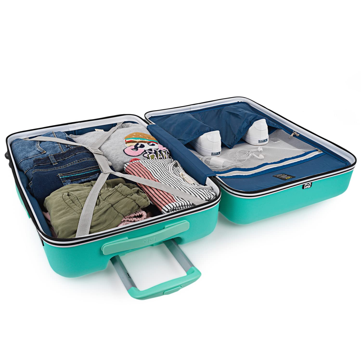 Lois - Maletas De Viaje rígidas Trolley con Candado de Combinación y 4 Doble Rueda 360° Set Maleta De Viaje Ligeras y Resistentes Extensible