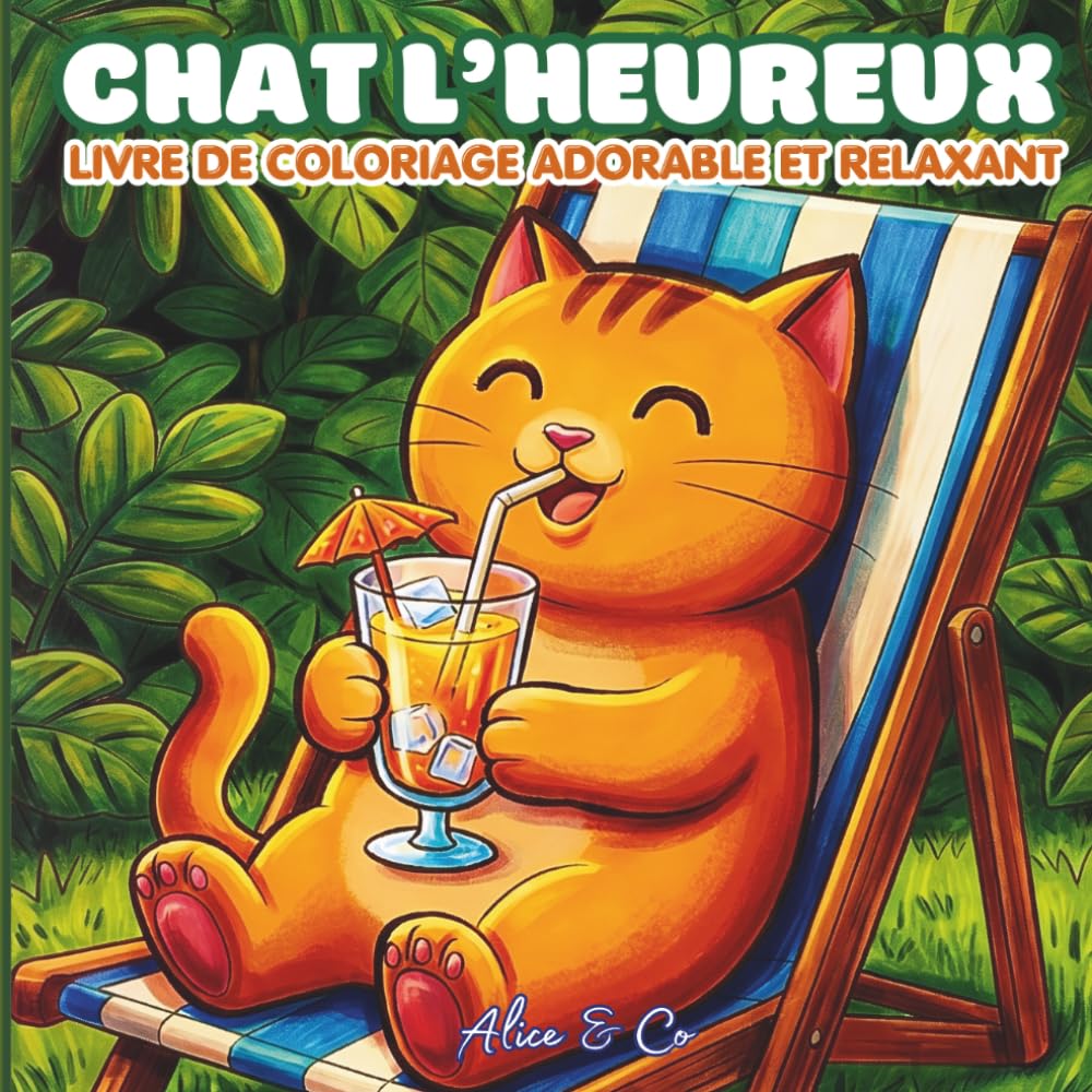 CHAT L'HEUREUX - Livre de coloriage adorable et relaxant: Livre de coloriage drôle et relaxant pour les amoureux des chats (Coloriage facile anti-stress)
