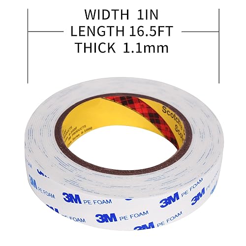 Miniatura 2 de Lamzele Cinta de espuma de doble cara, cinta de doble cara de 1 pulgada x 16.5 pies, resistente, tiras de cinta de espuma de montaje fuerte adhesivo