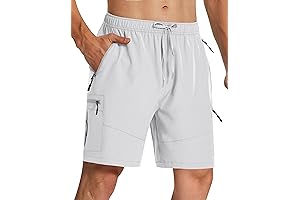 Mens Hiking Cargo Shorts 7 Inch: Quick Dry, Stretch, Lightweight, with Zipper Pockets