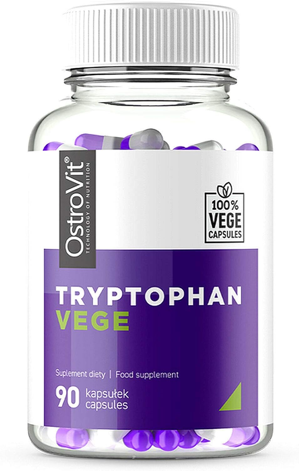 OstroVit Tryptophan VEGE 90 vcaps – Fights Sleepless Nights – Serotonin Booster – Suitable for Vegans and Vegetarians