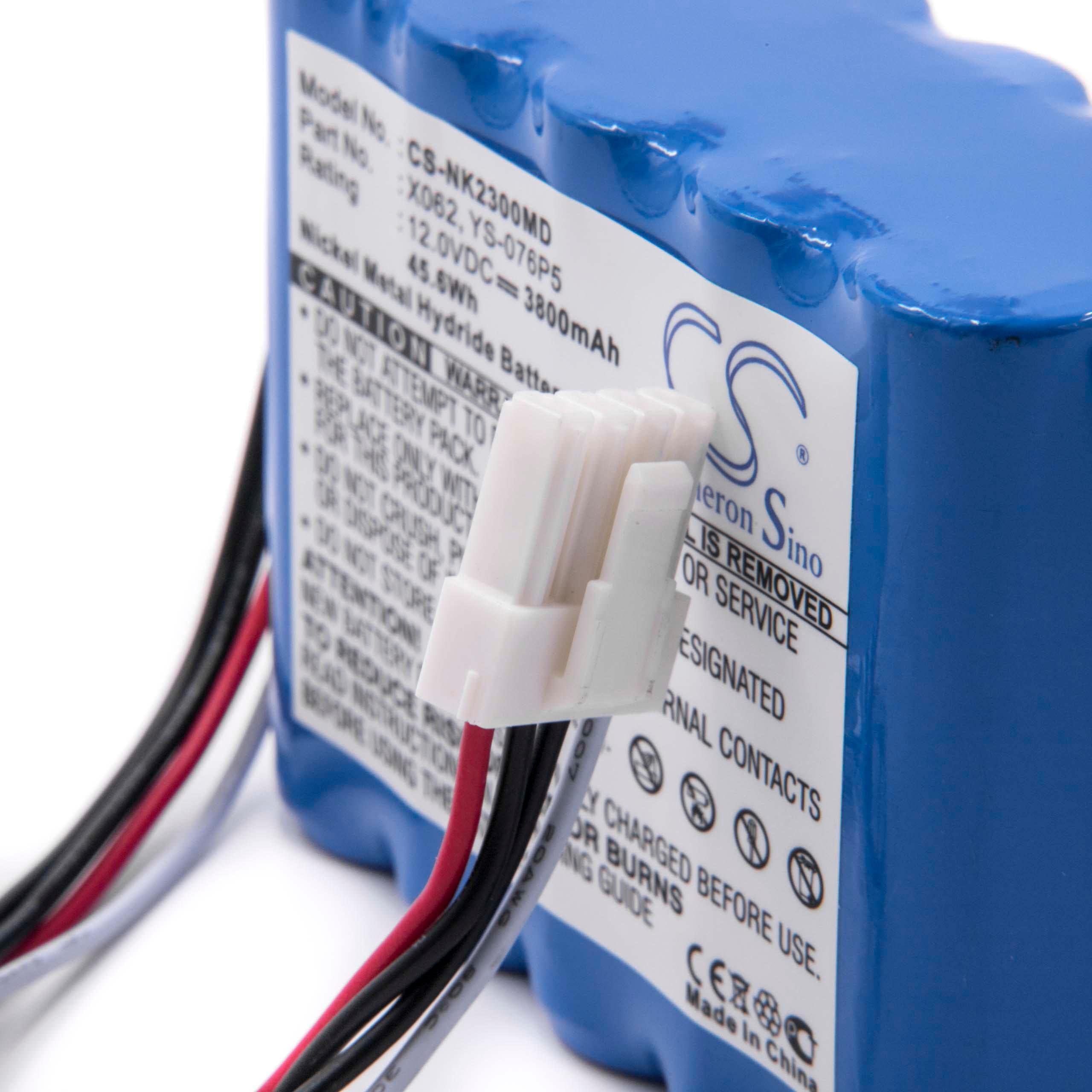 vhbw batteria sostituisce Nihon Kohden 608237, YS-076P5, X062, 10HR-4/3FAUC-NK, 10HP-4/3FAUR-NK per strumentazione medica (3800mAh, 12V, NiMH)