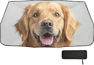 Happy Golden Retriever fotografi stil bilinredning solskydd vikbar värmeskydd vindruta skydd skärmar för fordon bil sol polarisado para carro