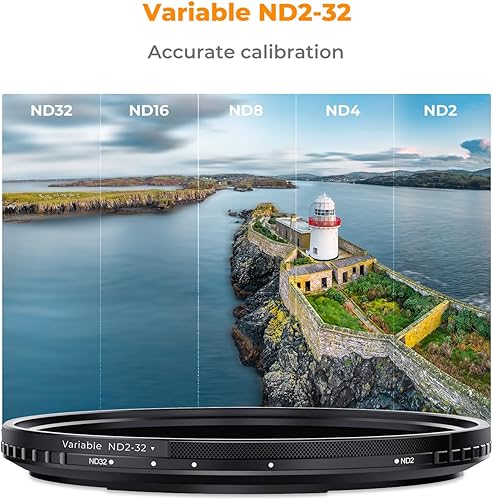 Miniatura 5 de K&amp;F Concept Filtro magnético variable ND ND2-ND32 de 2.441 in (1-5 paradas) + kit de anillo básico magnético, filtro de densidad neutra ajustable