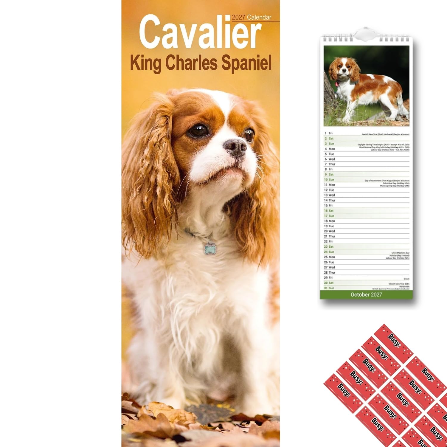 Avonside Cavalier King Charles 2027 Slimline Calendar with Planner Stickers