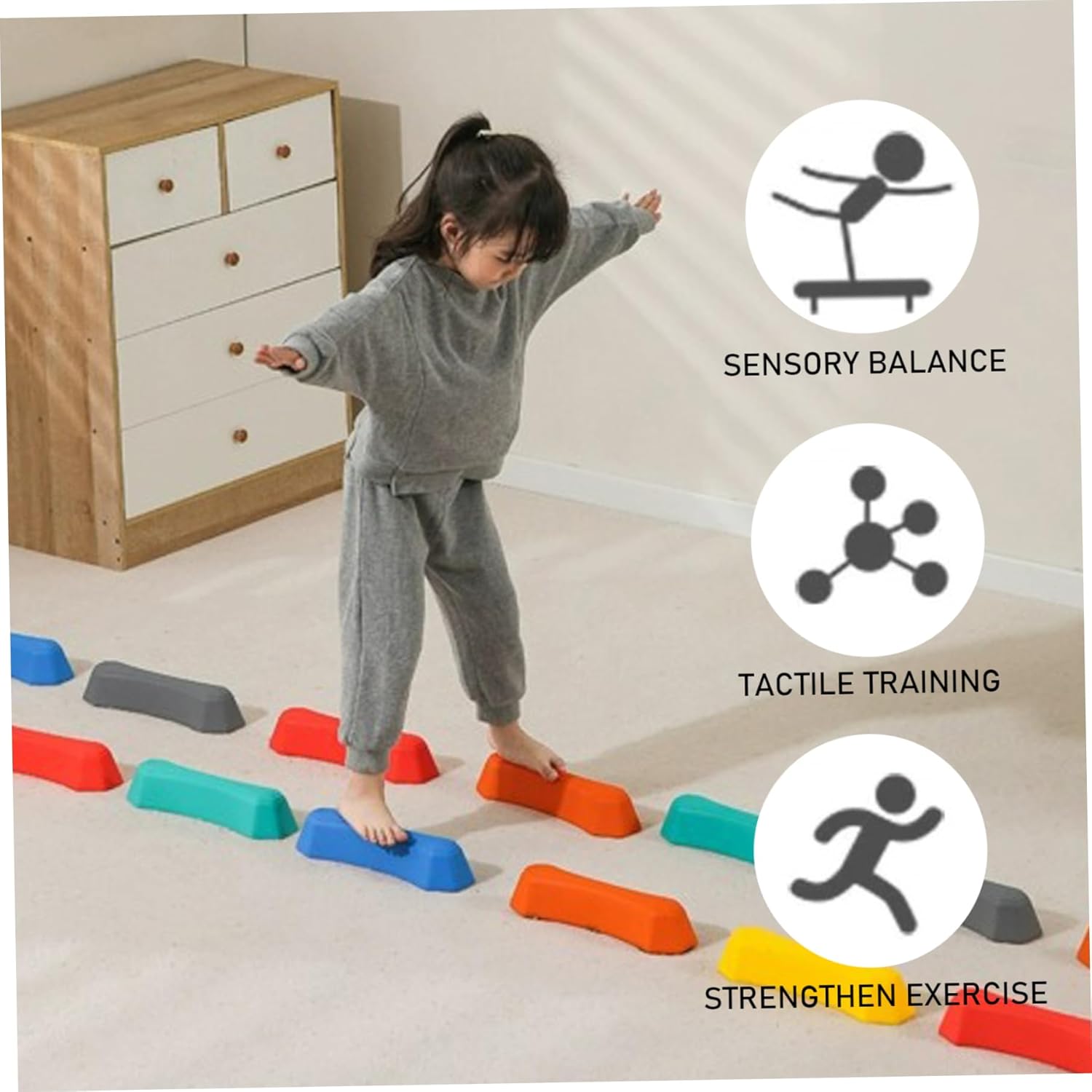 6Pcs/Set Stepping Stones for Kids, Multicolor Plastic Sensory Balance Beam, Enhance Physical Coordination