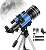 Tripod Telescope for Beginners, 150X Magnification Capacity, 70mm Lens Aperture, 300mm Focal Length, High Definition Image, Astronomical Telescope for Kids and Adults