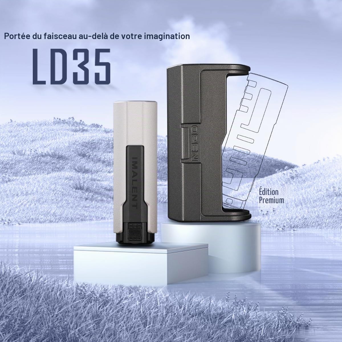 IMALENT LD35 Mini Lampe Torche LED 1200 Lumens, Petite Lampe de Poche EDC avec Portée 328m, OLED, Rechargeable Type-C, Compacte, Micro-ARC, pour Randonnée, Réparations, Promenade de Chien