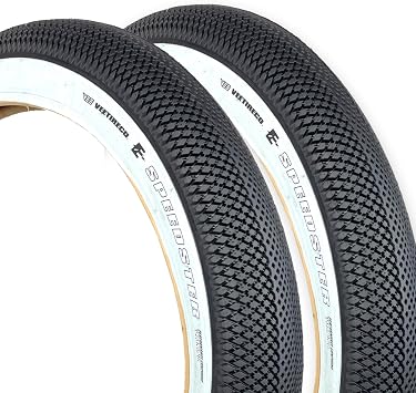 Two Vee Tire 22x3.0 Bike Tires, Whitewall Speedster Over Ride E-Bike 50 with Performance Compound. 22 Inch Folding Bead Bike Tires