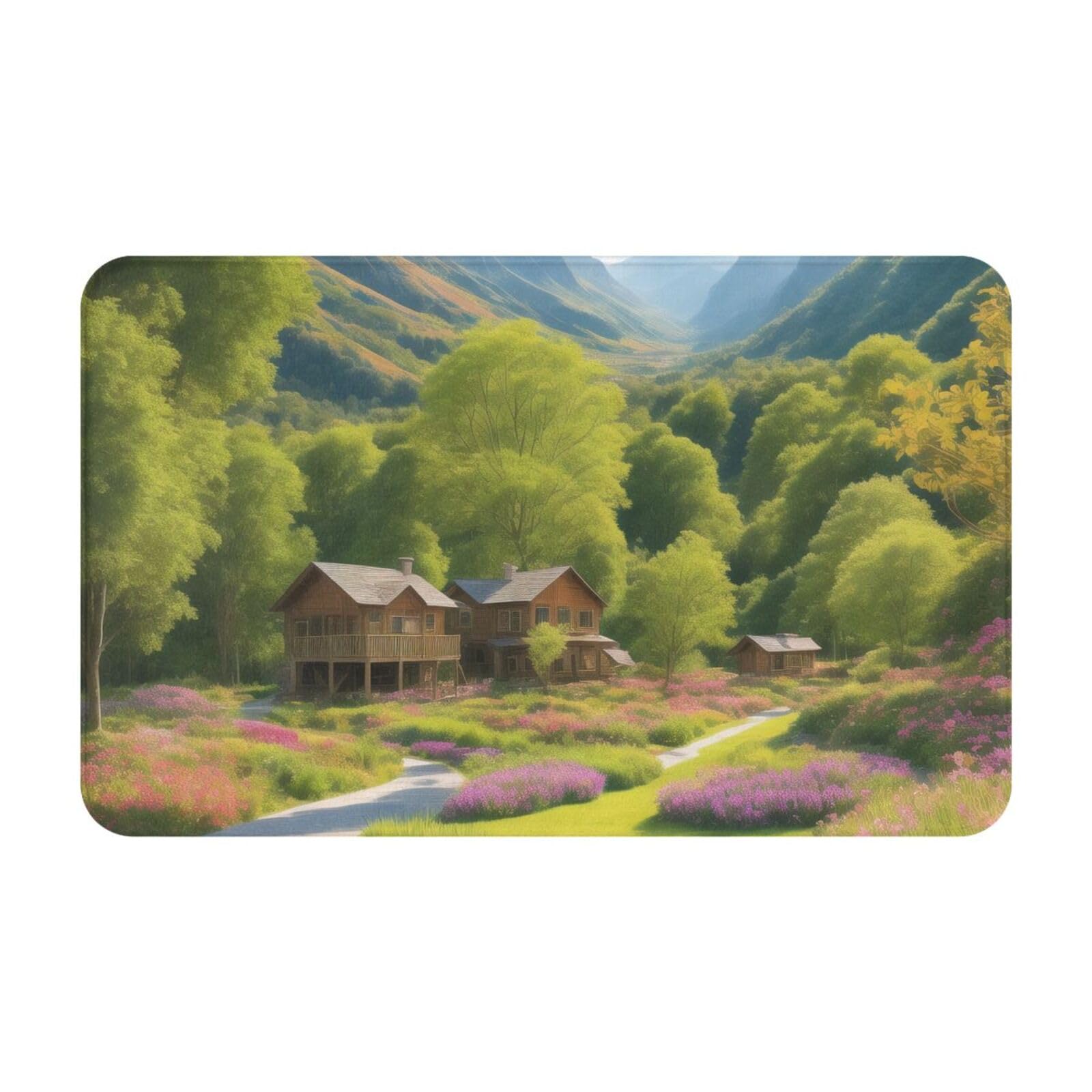 Landscape Printed Print Living Room Bathroom Kitchen Anti Slip and Absorbent Carpet, Indoor Entrance Door Muddy Floor Mat, Ultra Soft Washable Carpet 21x31.5 Inches