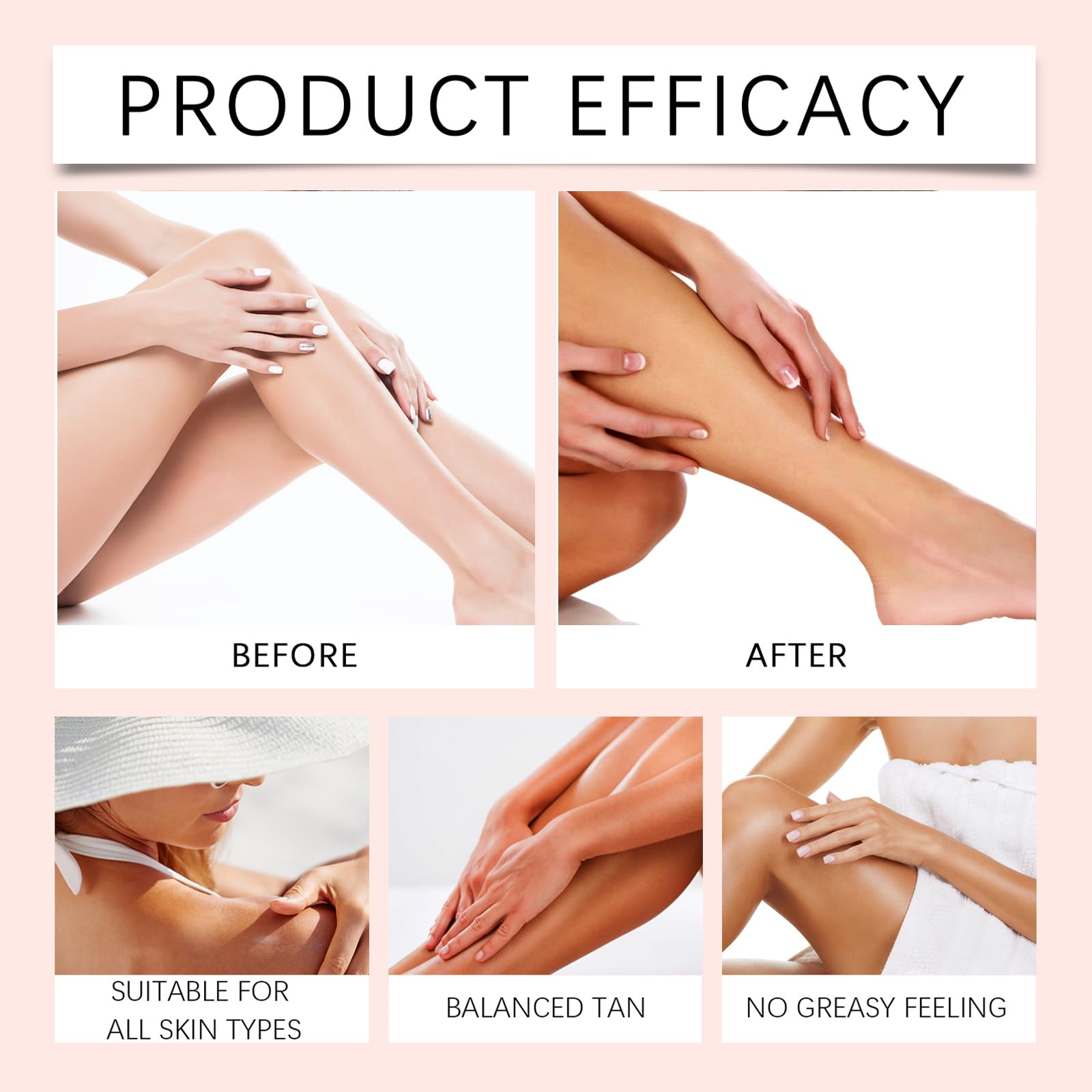 Tanning Drops, 60ml Self Sunless Tan Drops for Face and Body Promotes Natural Skin Tone, Nourishing And Moisturizing with Massage Stick - Image 3