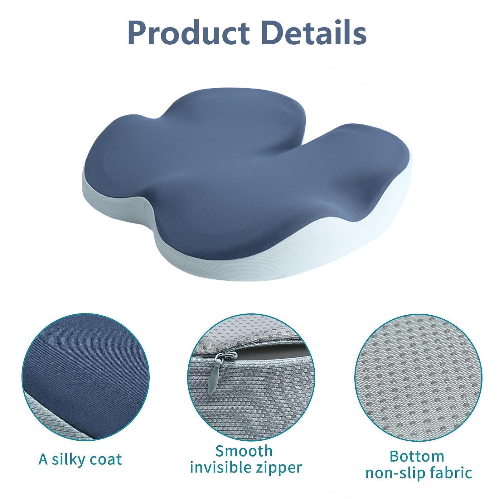 HAZARA Cojin Antiescaras Lavable Ergonómico Cojines De Asiento para El Dolor De Coxis,Alivio del Dolor De Espalda,B-Green