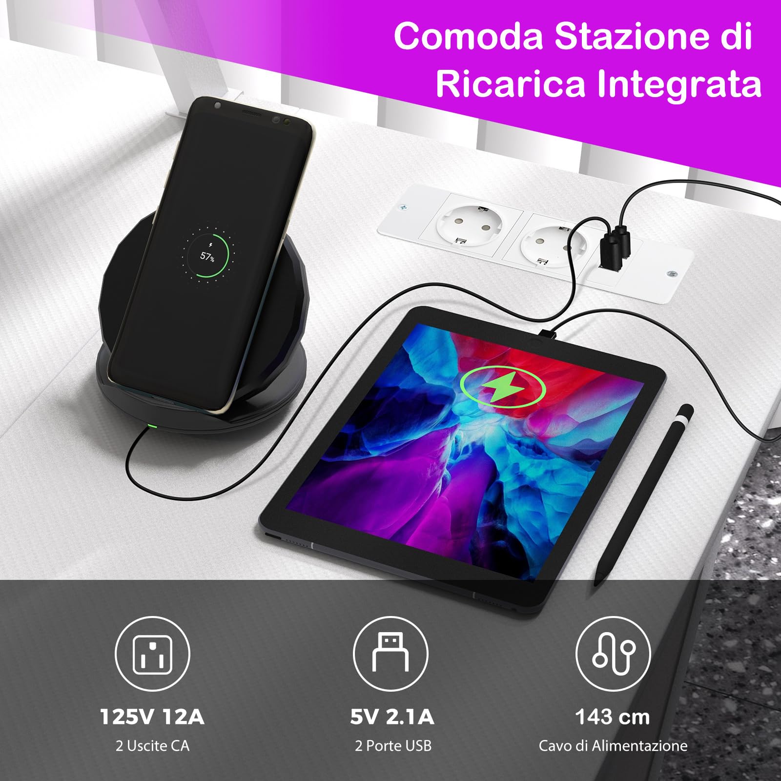 COSTWAY Scrivania Angolare Salvaspazio, Scrivania da Gaming con Prese, Porte USB, Ripiano per Monitor, Gancio per Cuffie, Ripiano e Supporto per CPU, Scrivania ad Angolo per Casa e Ufficio (Bianco)