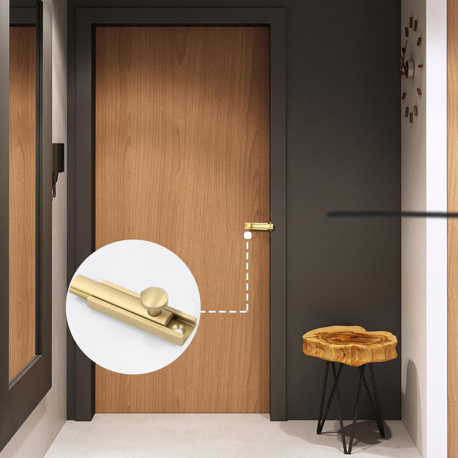 Buy MY MIRONEY Solid Brass Surface Bolt 2 Inch Hardware Slide Surface Door Bolt Brushed Gold Barrel Bolt Lock