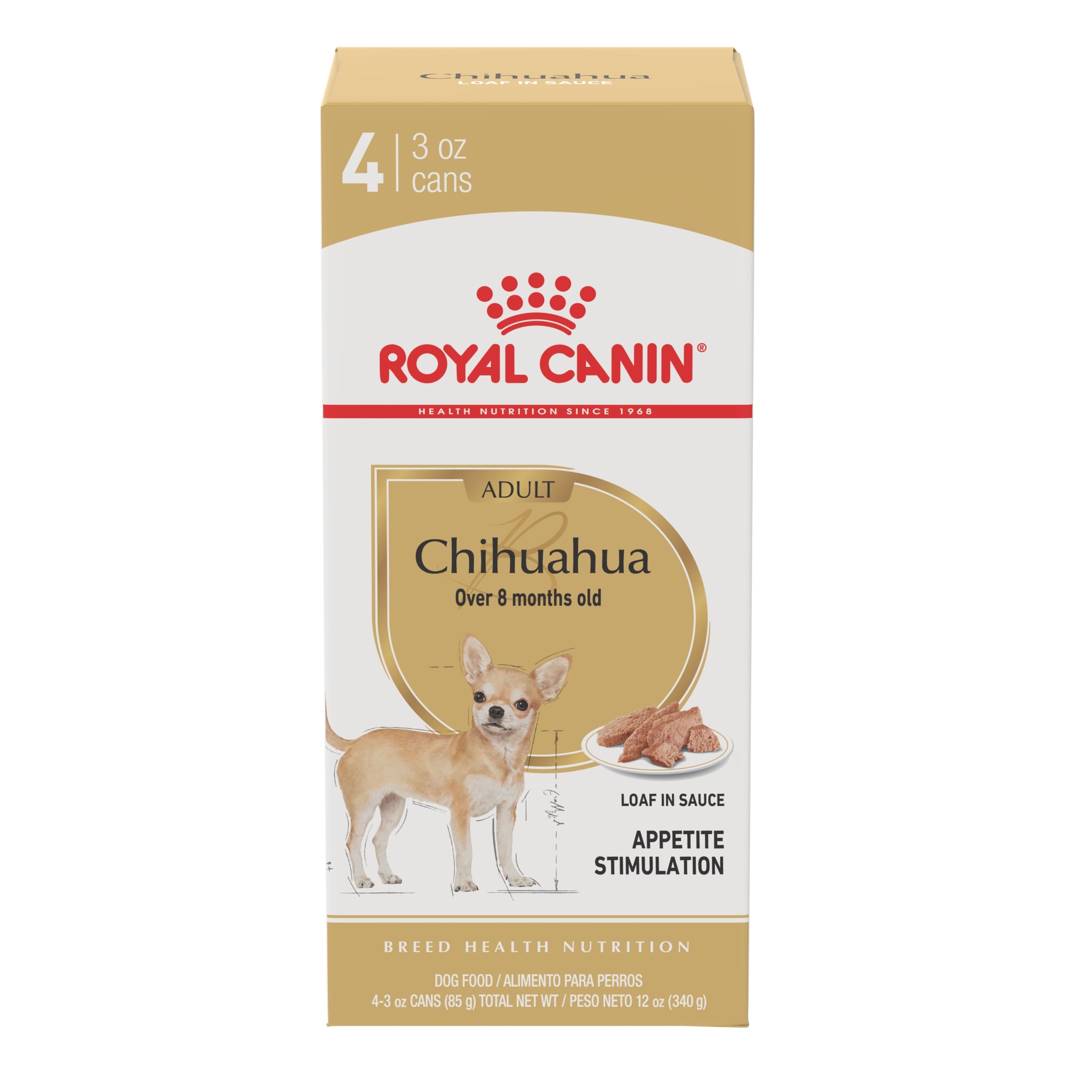 Royal Canin Breed Health Nutrition Chihuahua Adult Loaf in Sauce Wet Dog Food, 3 oz can (4-pack)