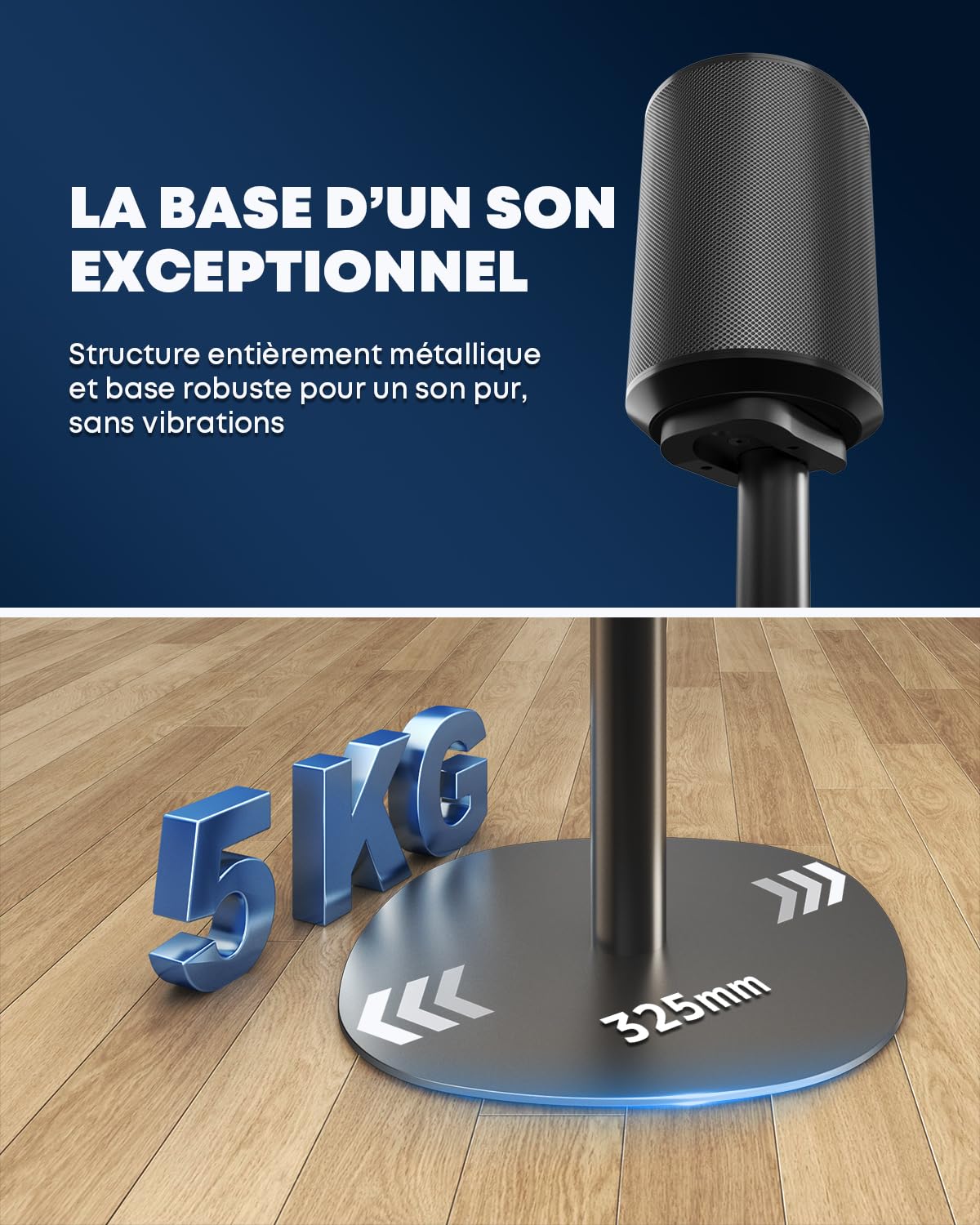 Lot de 2 pieds d’enceintes compatibles avec Sonos Era 100 SL, Era 100 et Era 300, hauteur réglable 74–99 cm, supports en métal stables avec gestion des câbles, pour salon et home cinéma