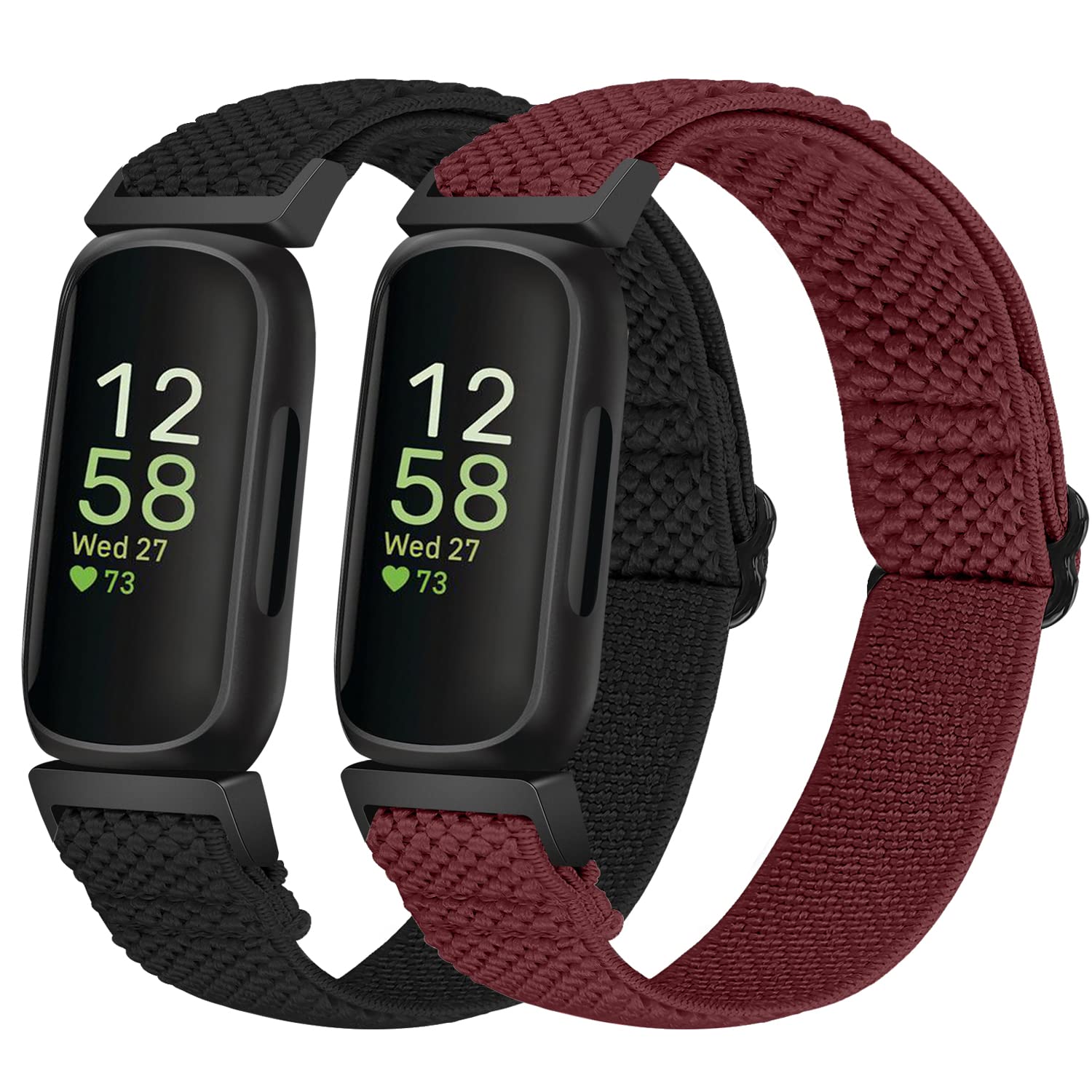 Tiptops Elastische Nylonbänder Kompatibel mit Fitbit Inspire 3/Inspire 2/Inspire/Inspire HR/Ace 3/Ace 2 Frauen Männer Kinder, Verstellbare Atmungsaktive Nylon Ersatz Solo Loop Armbänder （2 Pack）