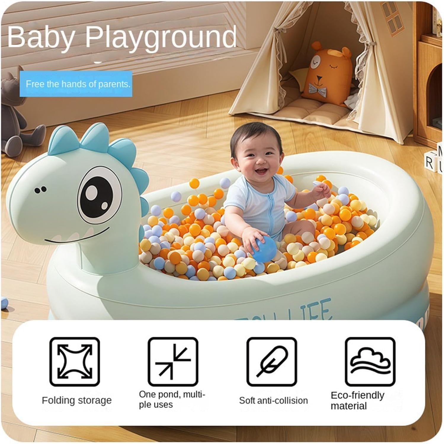 Kiddy Pool Inflatable Bath - Dinosaur Rabbit Blow Up Pool, Foldable Kids Water Tub, PVC Children Bath Basin with Size 120x90x35cm/47.24x35.43x13.78 inches, for Bathroom Patio Backyard Travel Use,